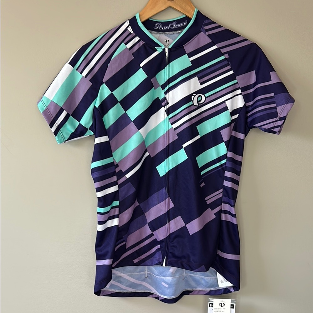 Pearl Izumi Cycling‎ Jersey Size Large Purple Aqua Turquoise White
